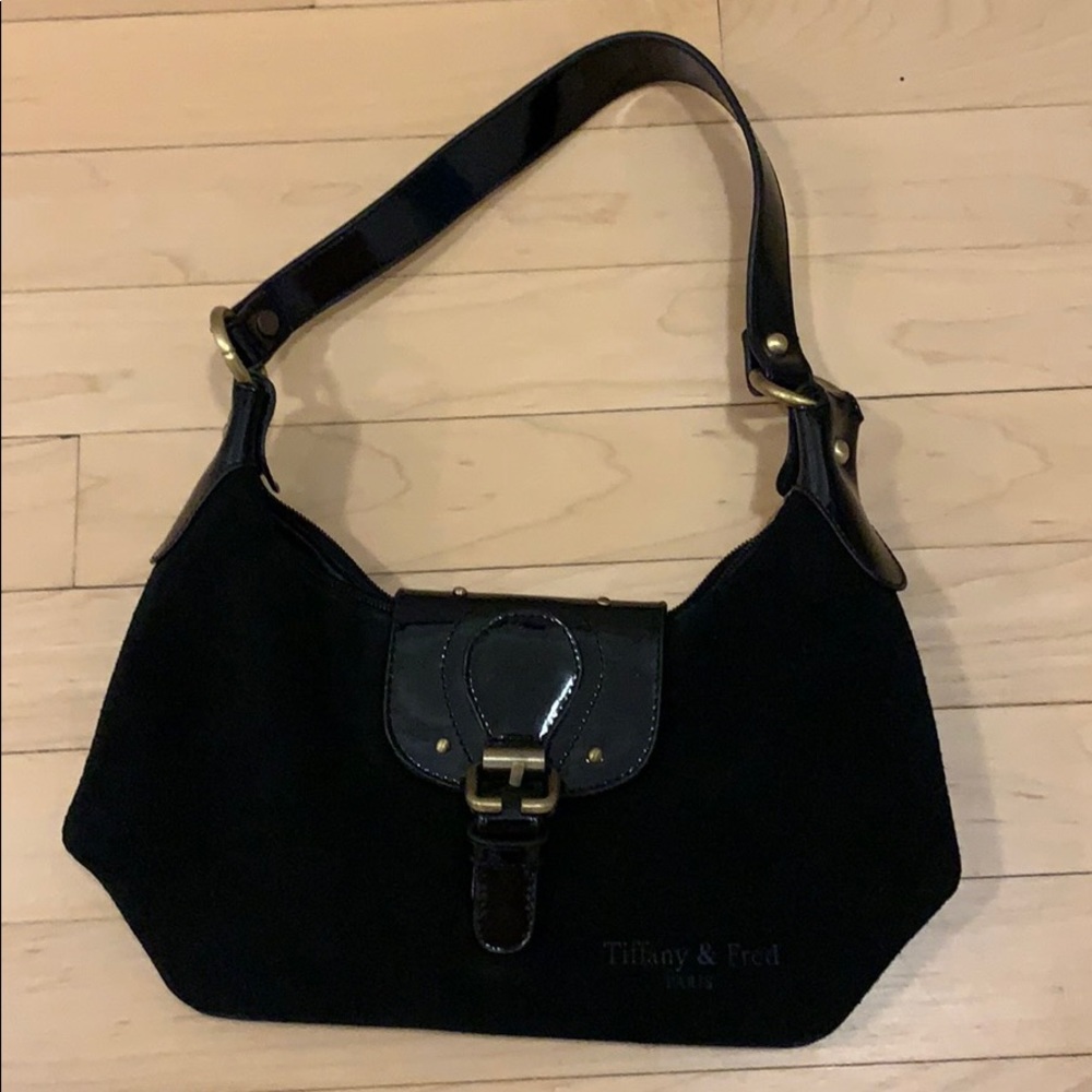 Black suede purse